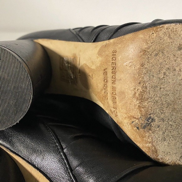 Sigerson Morrison Kimay Ruched Ankle Boot Bootie Black Pointed Toe Back … - Picture 8 of 11